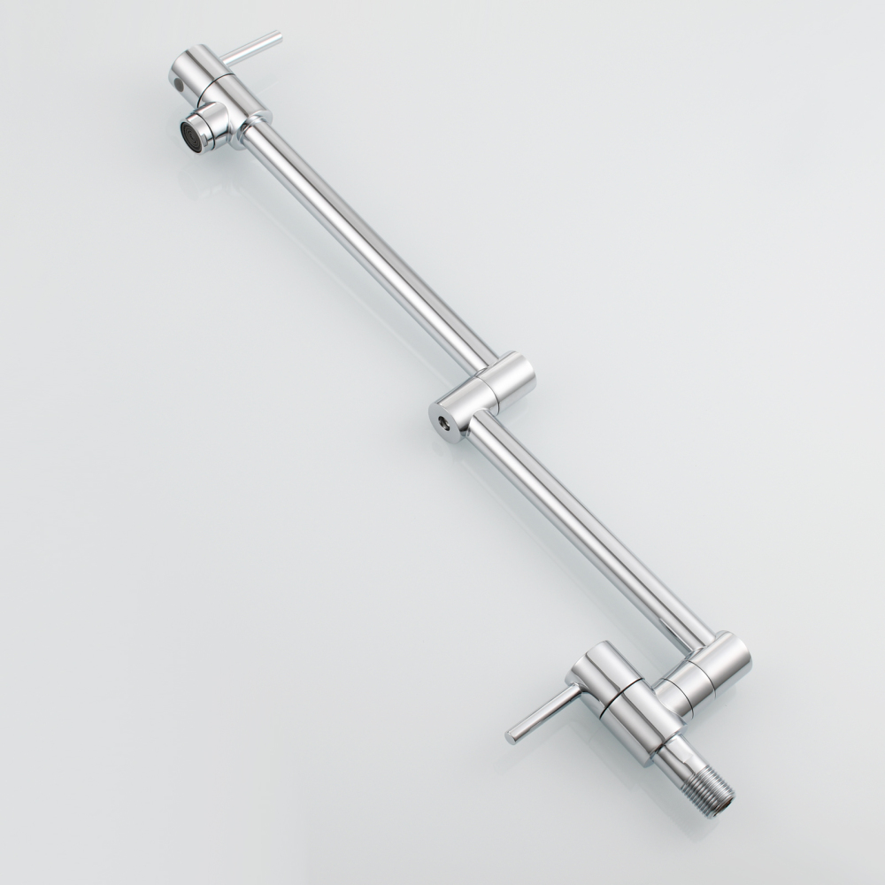 Tecmolog Brass Chrome Kitchen Faucet, Wall Mounted and Folding Kitchen Tap with Double Handle, Single Cold water Tap