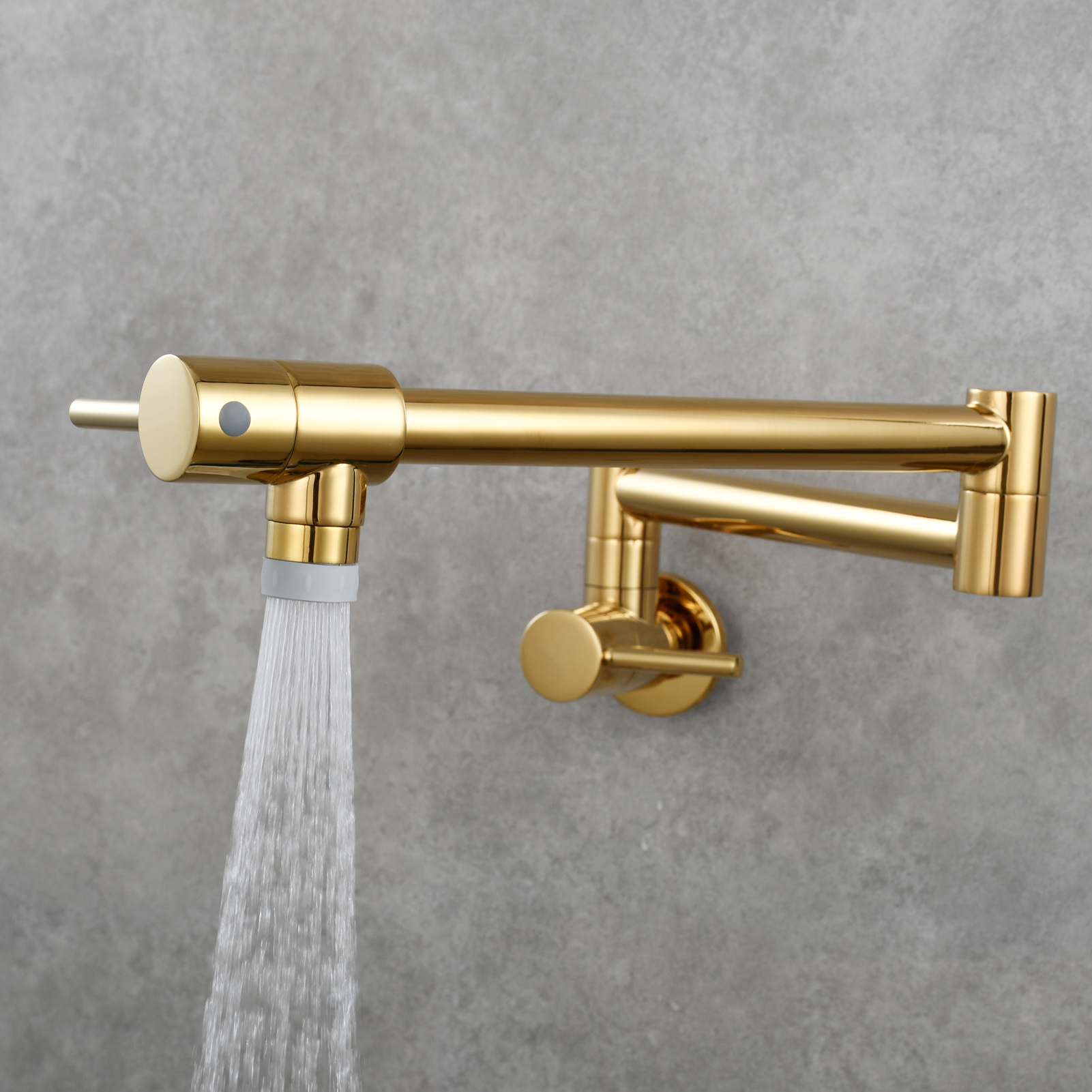 Tecmolog Brass Chrome Kitchen Faucet, Wall Mounted and Folding Kitchen Tap with Double Handle, Single Cold water Tap