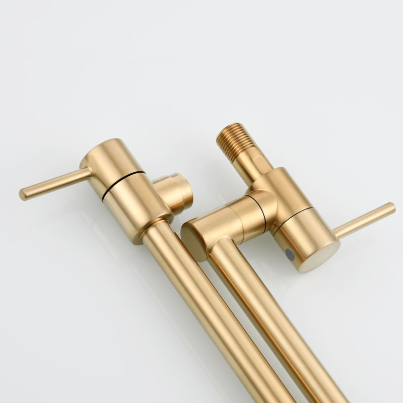 Tecmolog Brass Chrome Kitchen Faucet, Wall Mounted and Folding Kitchen Tap with Double Handle, Single Cold water Tap