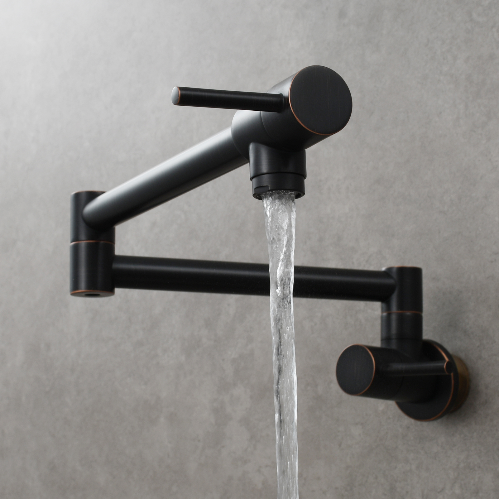 Tecmolog Brass Chrome Kitchen Faucet, Wall Mounted and Folding Kitchen Tap with Double Handle, Single Cold water Tap