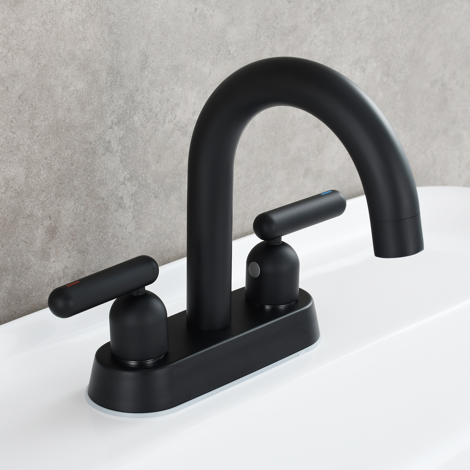 Tecmolog Brass Deck Mounted Bathroom Basin Water Mixer Double Handle Hot and Cold Tap Chrome/Nickel/Black/Brushed Gold