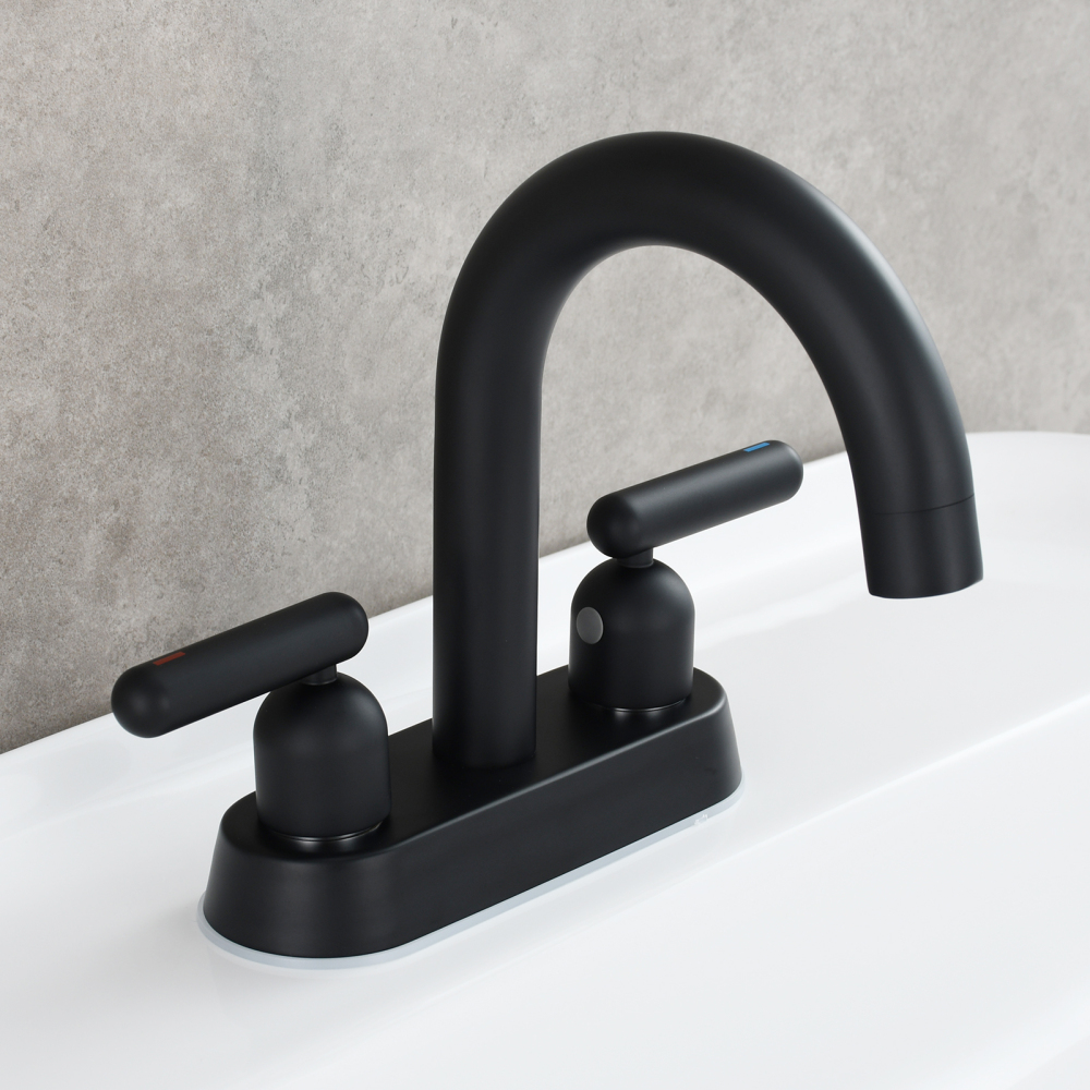 Tecmolog Brass Deck Mounted Bathroom Basin Water Mixer Double Handle Hot and Cold Tap Chrome/Nickel/Black/Brushed Gold