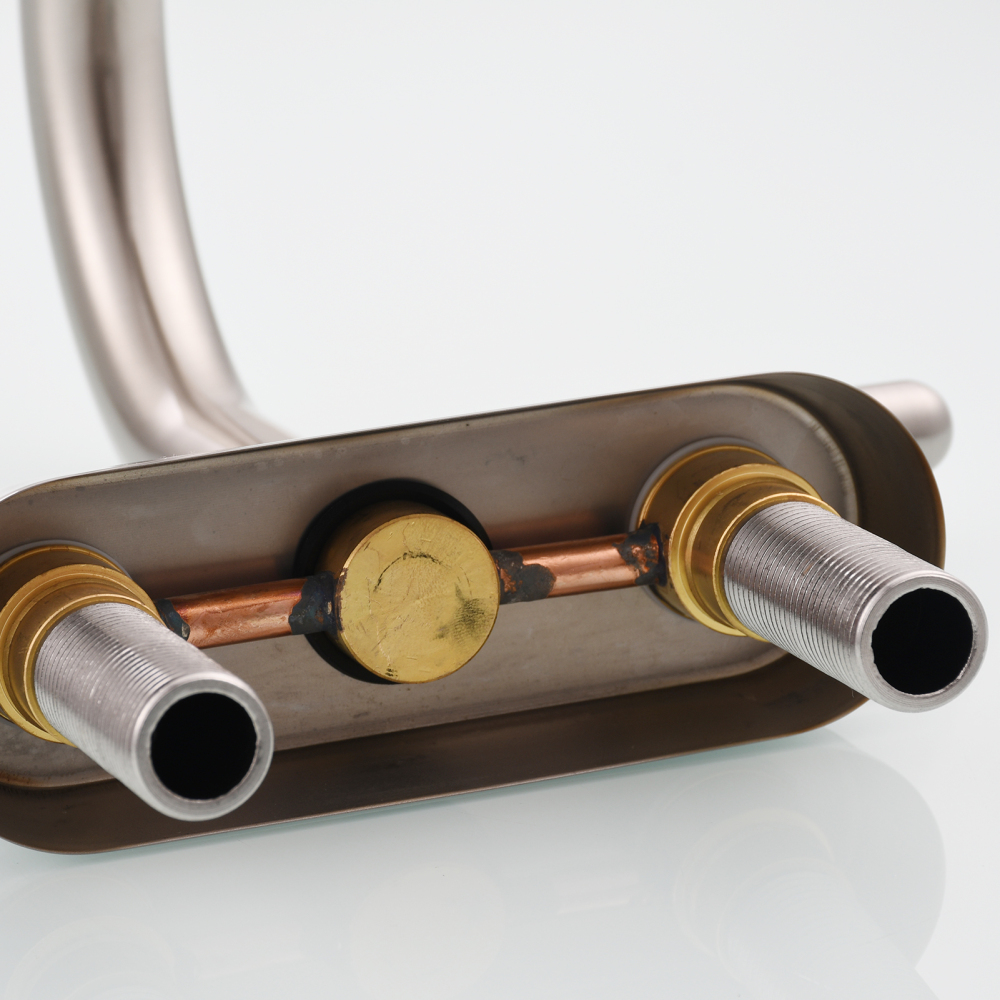 Tecmolog Brass Deck Mounted Bathroom Basin Water Mixer Double Handle Hot and Cold Tap Chrome/Nickel/Black/Brushed Gold