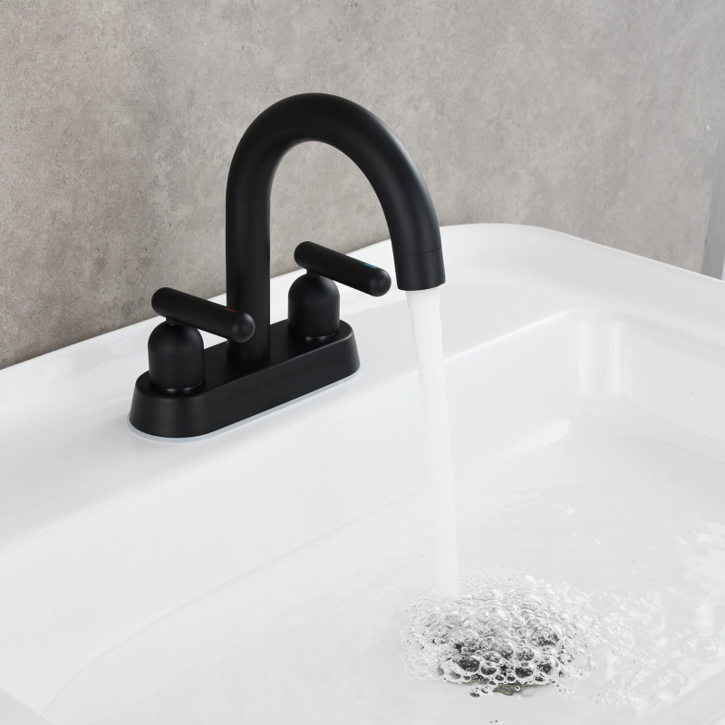 Tecmolog Brass Deck Mounted Bathroom Basin Water Mixer Double Handle Hot and Cold Tap Chrome/Nickel/Black/Brushed Gold