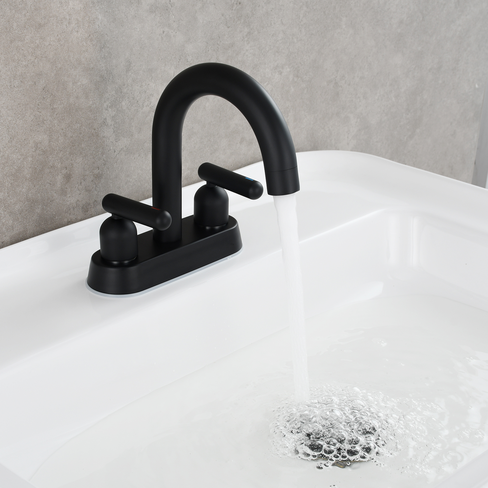 Tecmolog Brass Deck Mounted Bathroom Basin Water Mixer Double Handle Hot and Cold Tap Chrome/Nickel/Black/Brushed Gold
