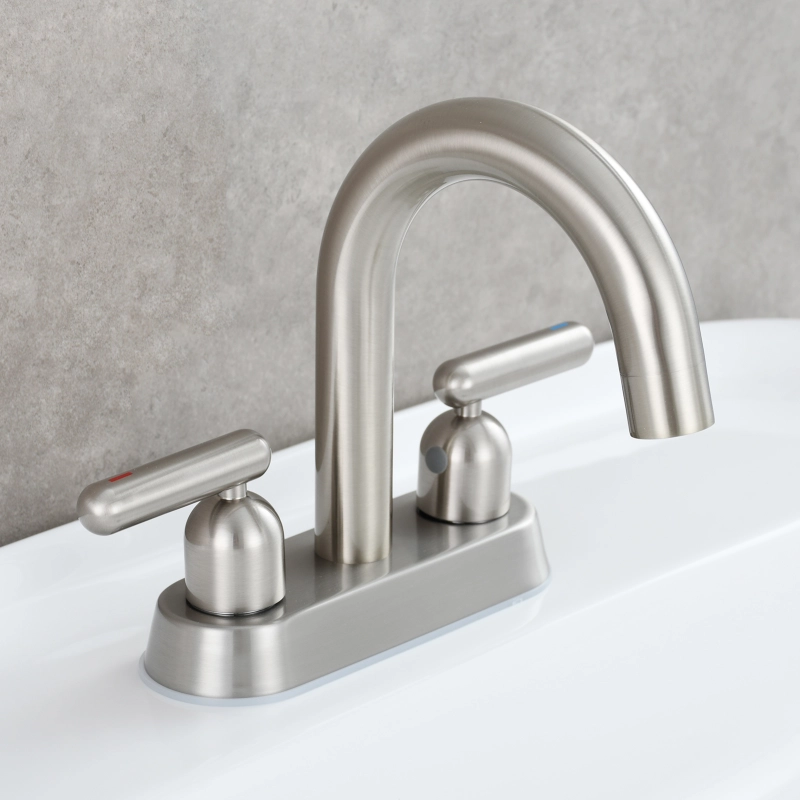 Tecmolog Brass Deck Mounted Bathroom Basin Water Mixer Double Handle Hot and Cold Tap Chrome/Nickel/Black/Brushed Gold