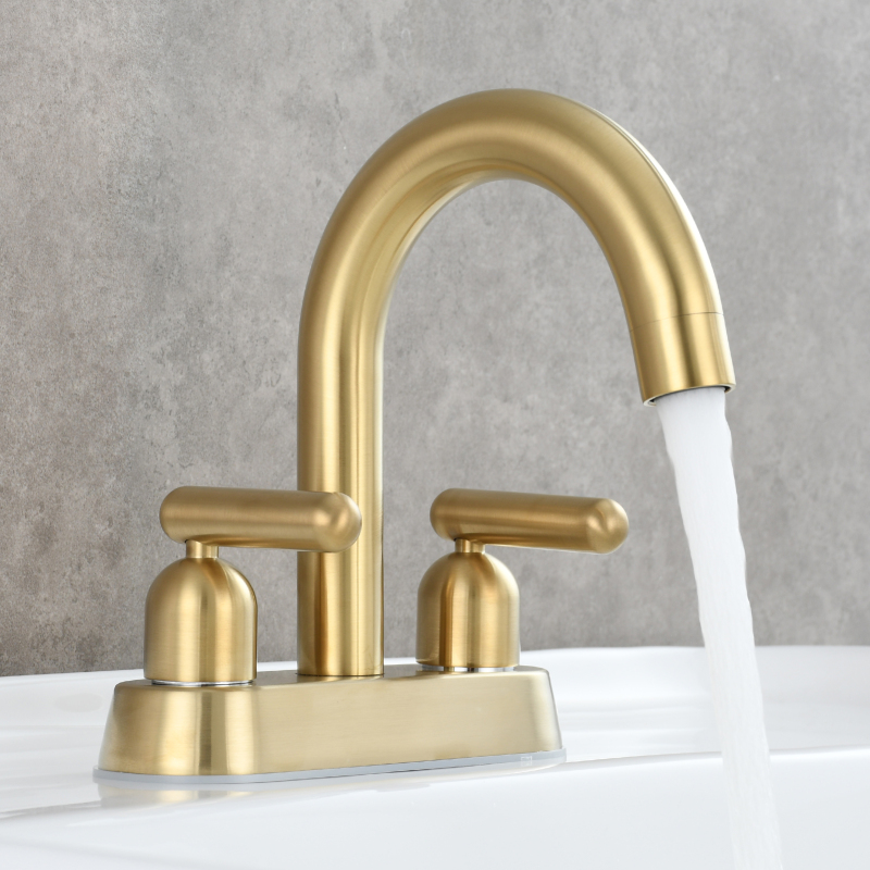 Tecmolog Brass Deck Mounted Bathroom Basin Water Mixer Double Handle Hot and Cold Tap Chrome/Nickel/Black/Brushed Gold