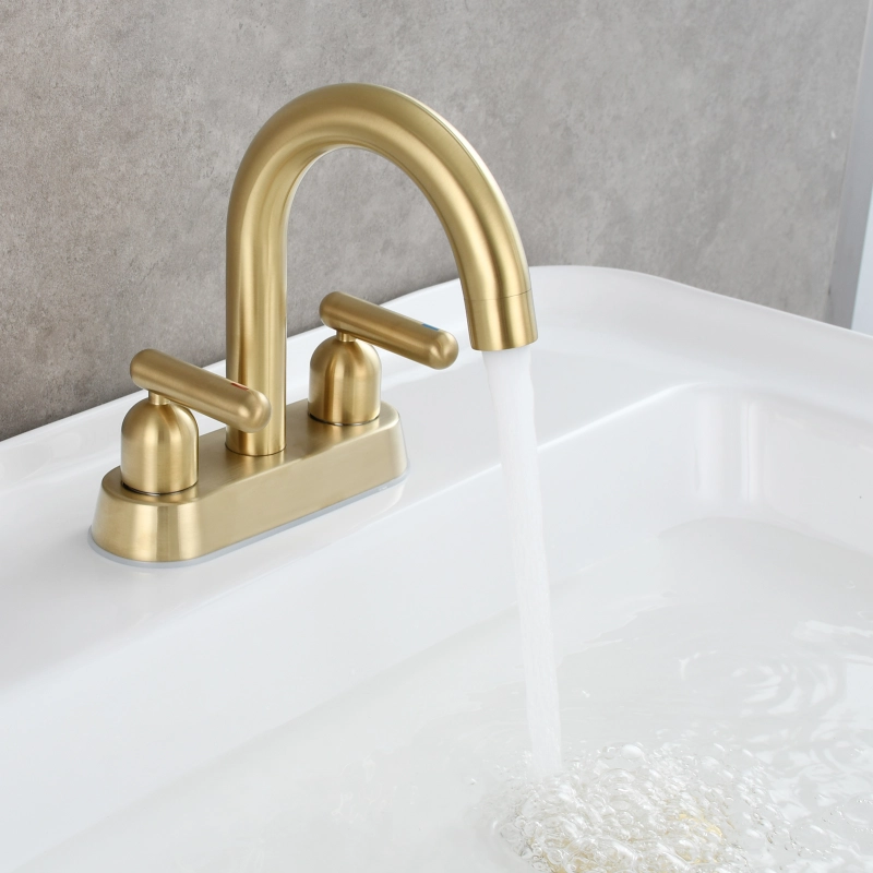 Tecmolog Brass Deck Mounted Bathroom Basin Water Mixer Double Handle Hot and Cold Tap Chrome/Nickel/Black/Brushed Gold