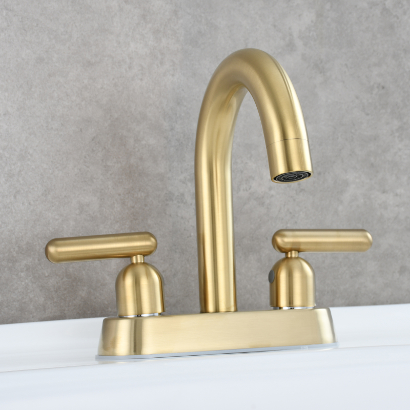 Tecmolog Brass Deck Mounted Bathroom Basin Water Mixer Double Handle Hot and Cold Tap Chrome/Nickel/Black/Brushed Gold
