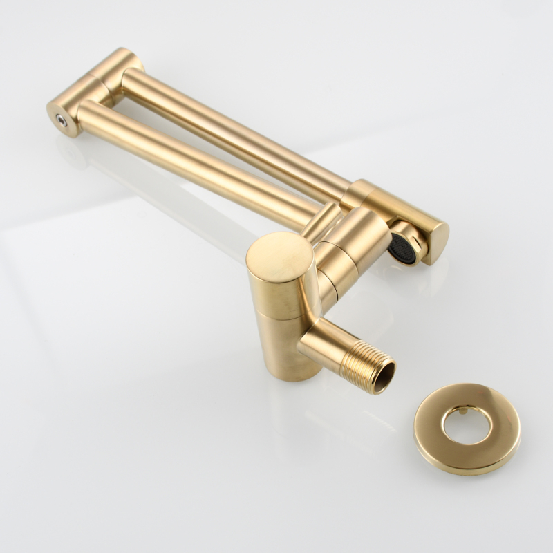 Tecmolog Kitchen Faucet Chrome Wall Mount Pot Filler Faucet Brass 360 Rotatable Folding Lengthened Folding single Handle Unique Cold Water Tap