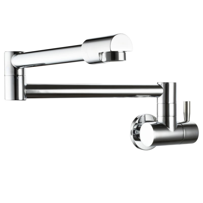 Tecmolog Kitchen Faucet Chrome Wall Mount Pot Filler Faucet Brass 360 Rotatable Folding Lengthened Folding single Handle Unique Cold Water Tap