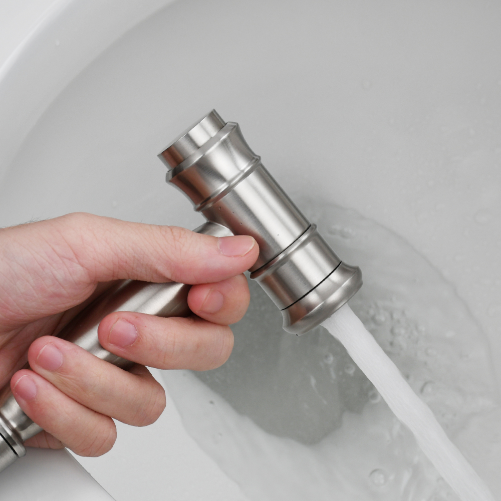 Tecmolog 304 Stainless Steel Bidet Sprayer Set Dual Function Handheld Bidet Sprayer with Brass Diverter,Nickel/Black/Brushed Gold
