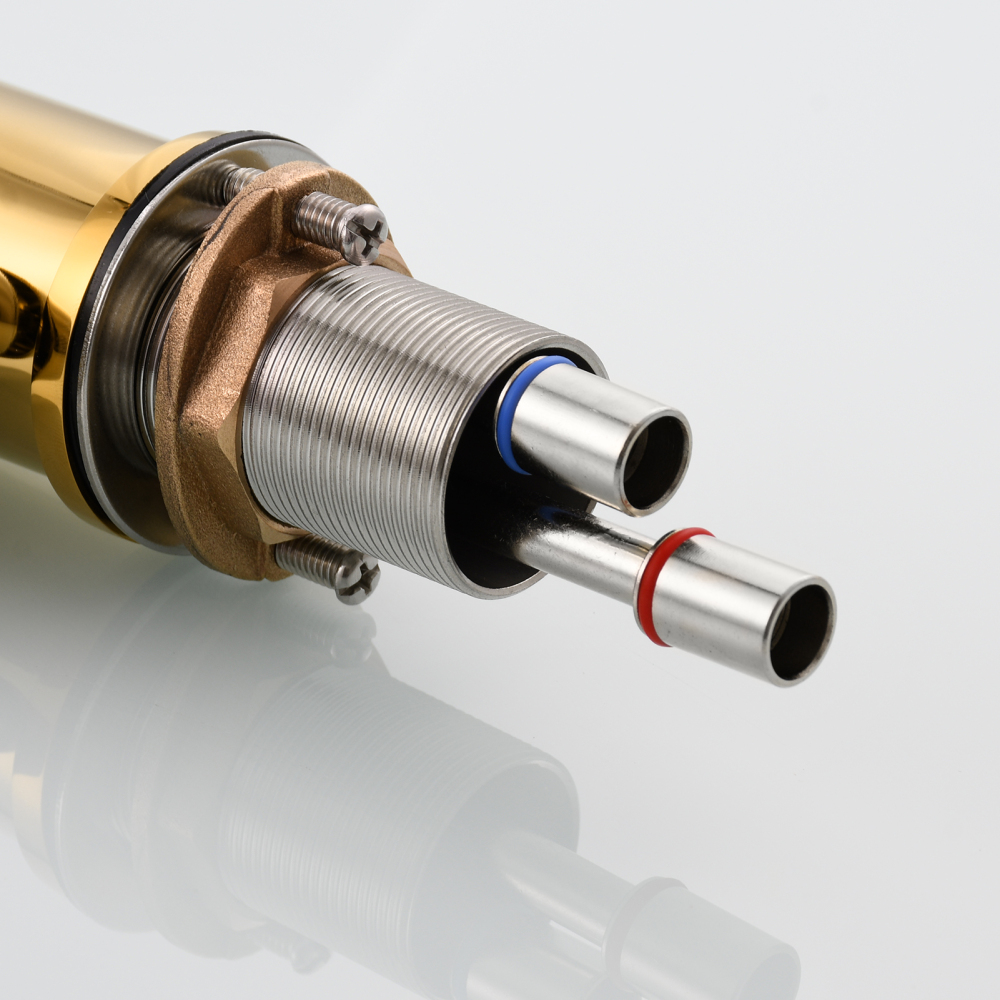 Tecmolog Pot Filler Faucet Deck Mounted Three-Section Extension Folding Kitchen Faucet Restaurant Faucets Copper Nickel/Chrome/Black triple Joint Swing Arm For Hot and Cold