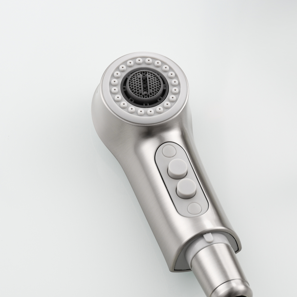 Tecmolog Alloy Plastic Steel Hot&Cold Basin Faucet Deck Mounted Bathroom Pull Out Mixer Tap with Double Handle