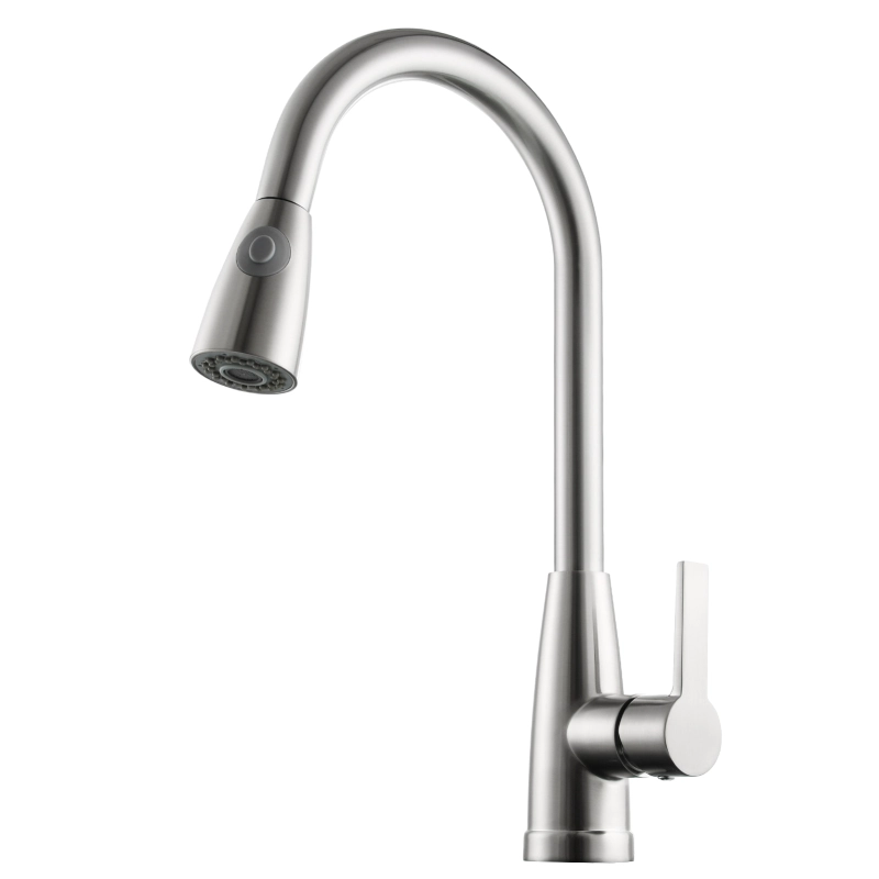 Tecmolog Brass Hot&Cold Kitchen Tap 360° Rotation Pull Out Sink Kitchen Faucet with Single Handle,Chrome,Pearl Black,Nickel