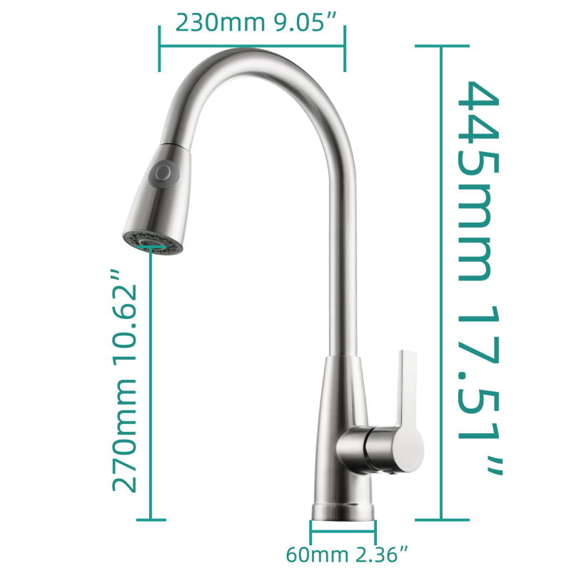 Tecmolog Brass Hot&Cold Kitchen Tap 360° Rotation Pull Out Sink Kitchen Faucet with Single Handle,Chrome,Pearl Black,Nickel