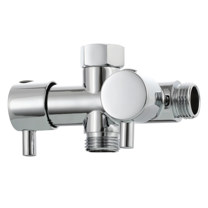 Tecmolog Brass G1/2 Dual Shut Off T-Valve Shower Diverter Y-Valve for Shower Head,Chrome/Nickel/Black