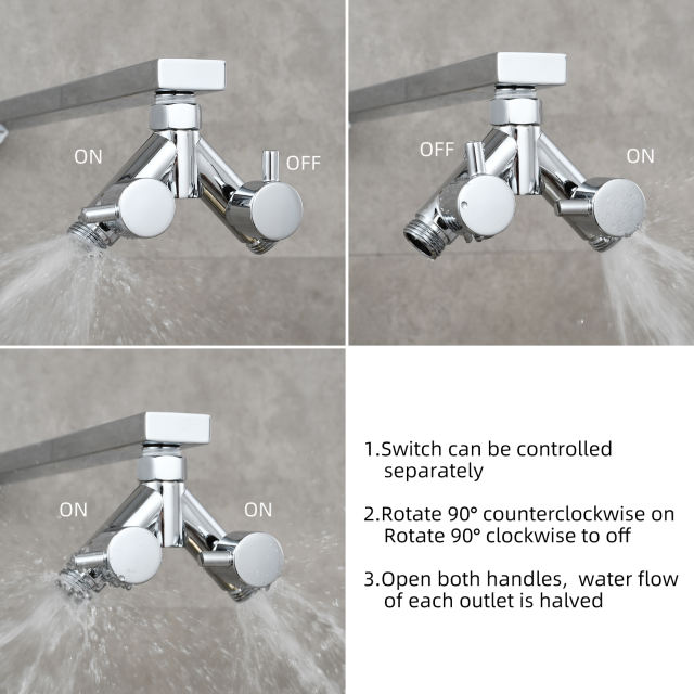 Tecmolog Brass G1/2 Dual Shut Off T-Valve Shower Diverter Y-Valve for Shower Head,Chrome/Nickel/Black