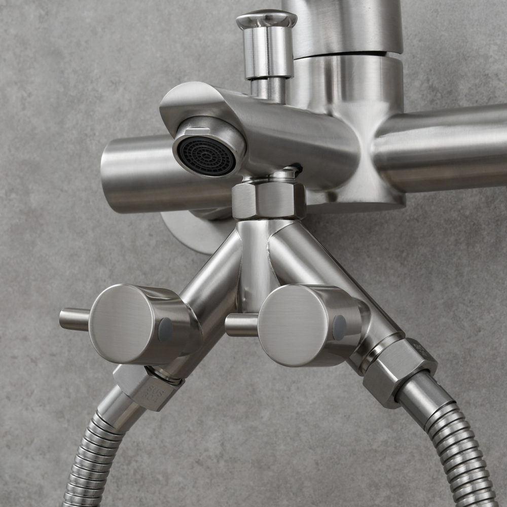 Tecmolog Brass G1/2 Dual Shut Off T-Valve Shower Diverter Y-Valve for Shower Head,Chrome/Nickel/Black