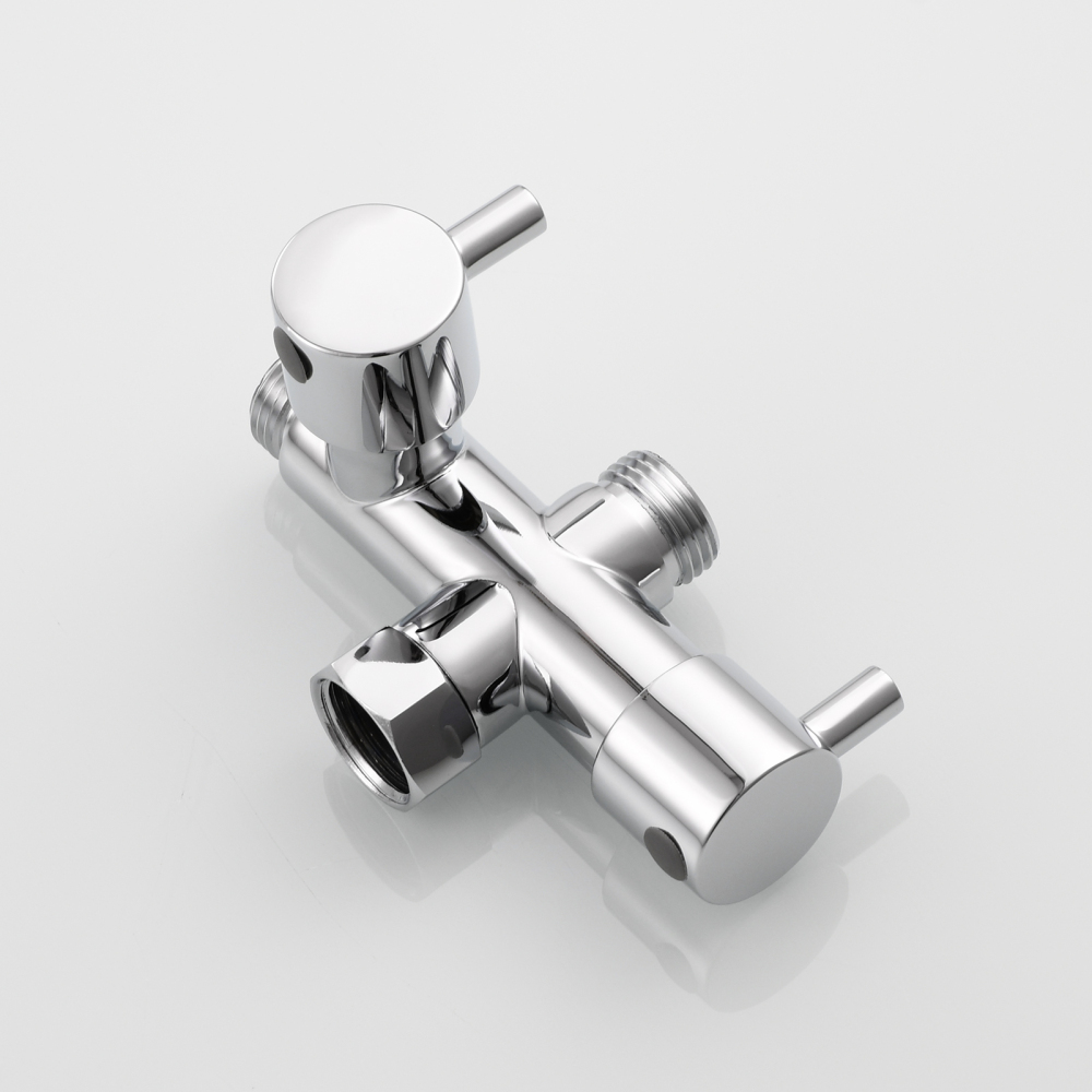 Tecmolog Brass G1/2 Dual Shut Off T-Valve Shower Diverter Y-Valve for Shower Head,Chrome/Nickel/Black