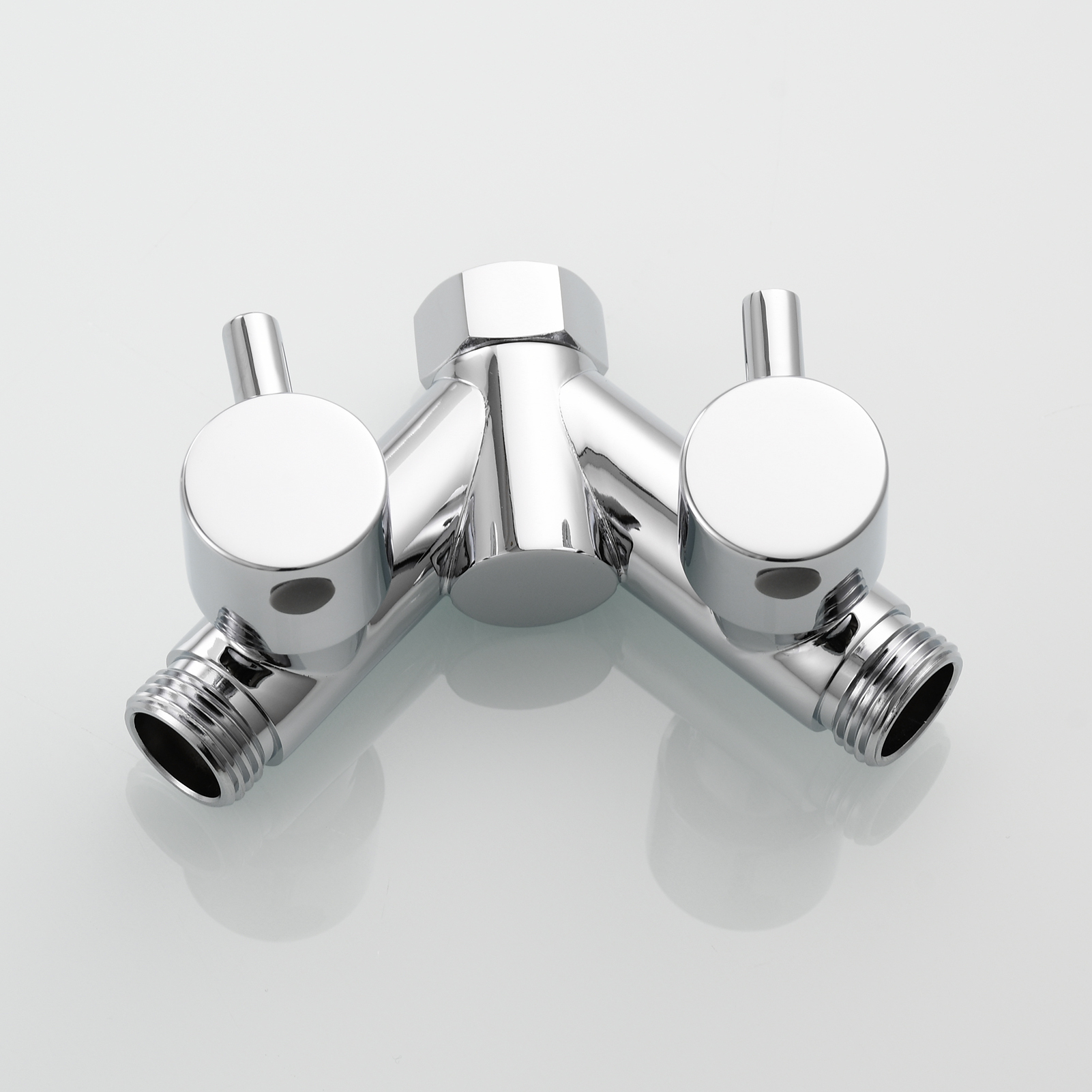 Tecmolog Brass G1/2 Dual Shut Off T-Valve Shower Diverter Y-Valve for Shower Head,Chrome/Nickel/Black
