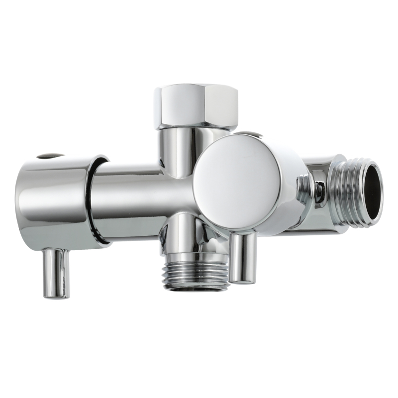 Tecmolog Brass G1/2 Dual Shut Off T-Valve Shower Diverter Y-Valve for Shower Head,Chrome/Nickel/Black