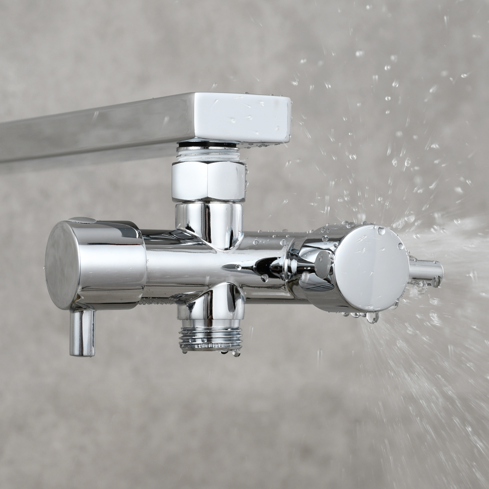 Tecmolog Brass G1/2 Dual Shut Off T-Valve Shower Diverter Y-Valve for Shower Head,Chrome/Nickel/Black