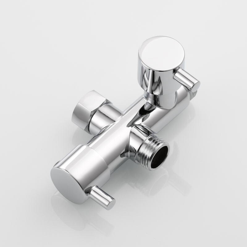 Tecmolog Brass G1/2 Dual Shut Off T-Valve Shower Diverter Y-Valve for Shower Head,Chrome/Nickel/Black