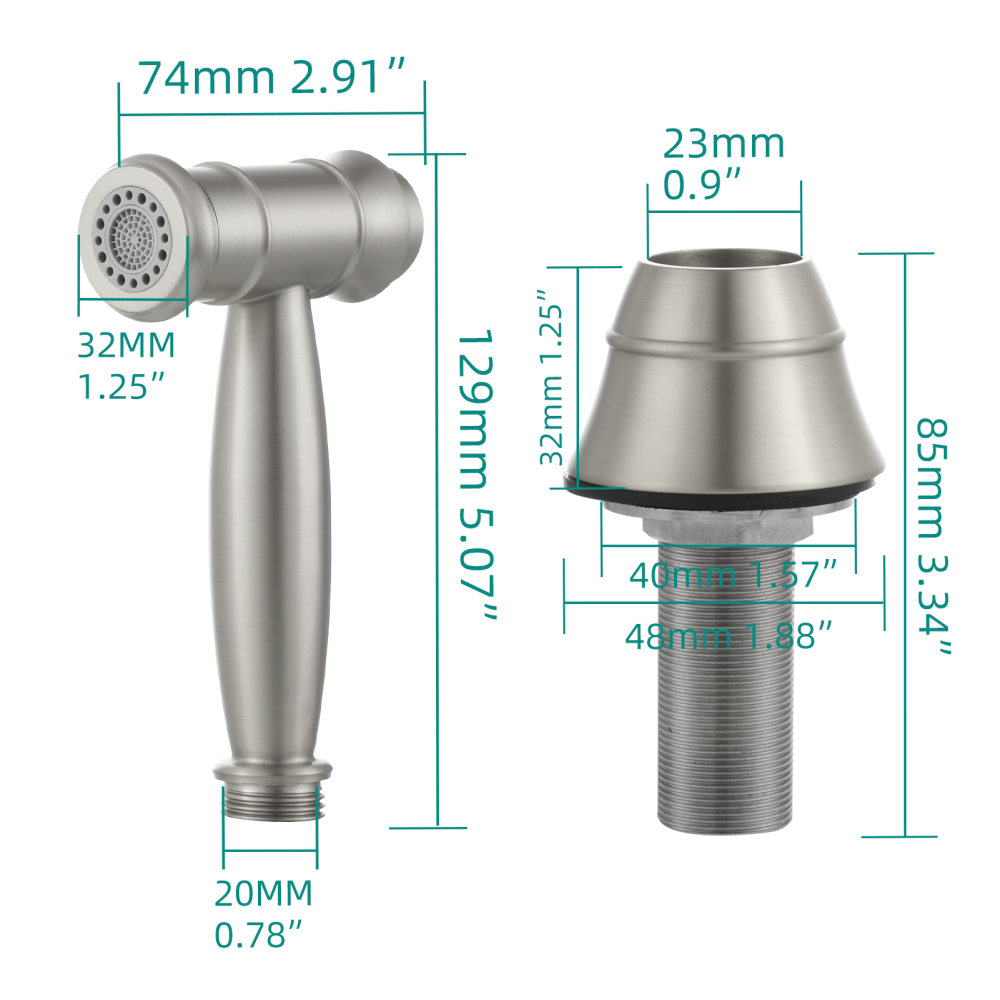 Tecmolog Stainless Steel Kitchen Sprayer Set with Dual Functions Sprayer Handheld Sprayer Set for Kitchen Sink,Nickel/Black/Brushed gold