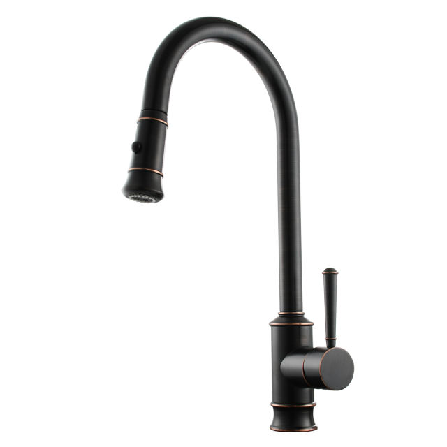Tecmolog Brass Kitchen Faucet ORB Pull Out Sink Hot&Cold Faucet with Single Handle,BR1239