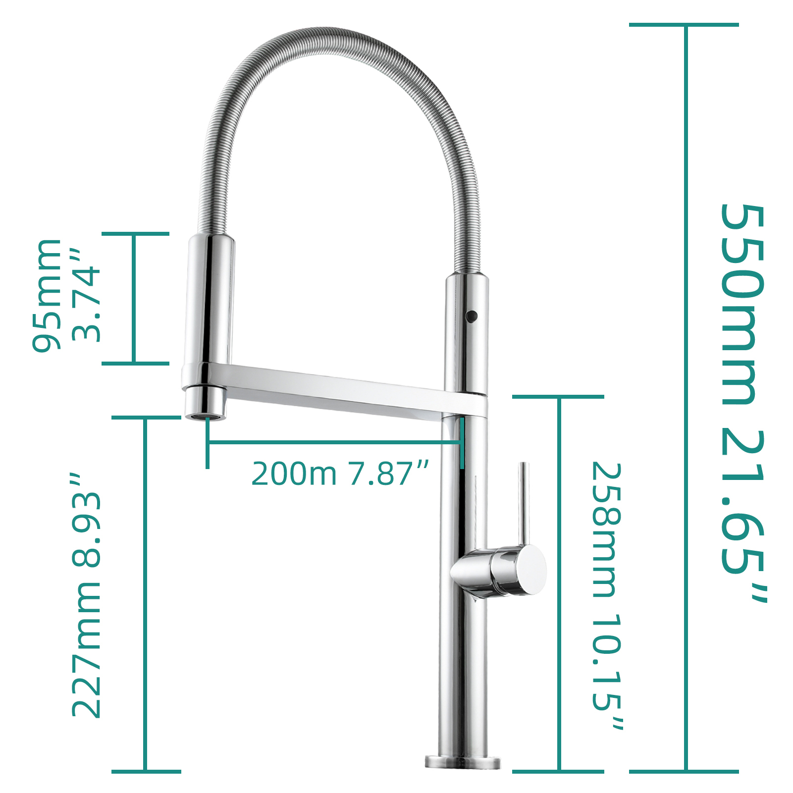 Tecmolog Brass Spring Chrome Kitchen Faucet Sink Pull Out Hot and Cold Tap with Single Handle,BC1238