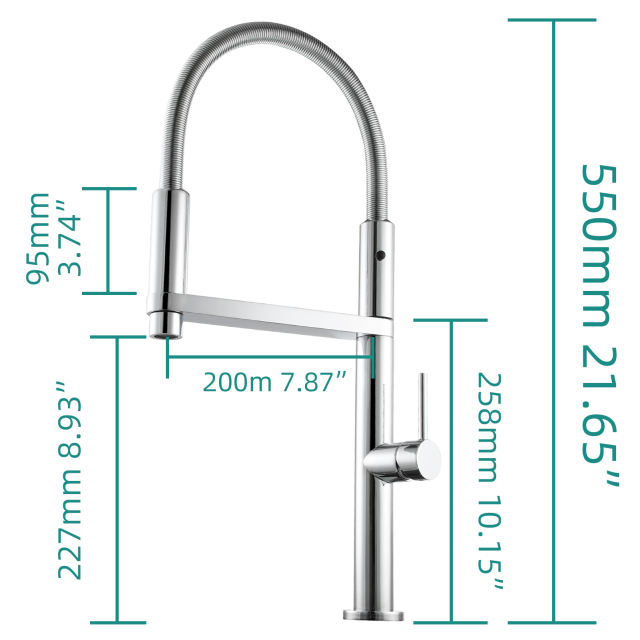 Tecmolog Brass Spring Chrome Kitchen Faucet Sink Pull Out Hot and Cold Tap with Single Handle,BC1238