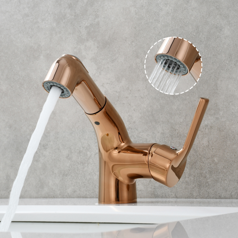 Tecmolog Brass Pull Out Faucet Basin Faucet Hot And Cold Water Faucet Bathroom Mixer Tap Single Handle,BC6232