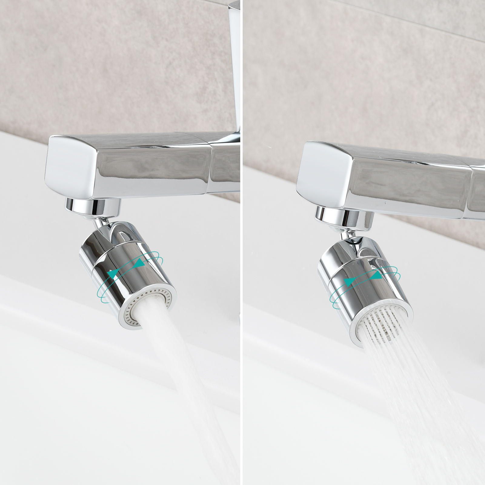 Tecmolog Brass Swiveling Aerator M22 Female M24 Male Thread Chrome 360° Rotating Tap Aerator Diffuser with 2 Spray Function