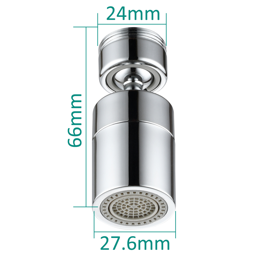 Tecmolog Brass Swiveling Aerator M22 Female M24 Male Thread Chrome 360° Rotating Tap Aerator Diffuser with 2 Spray Function
