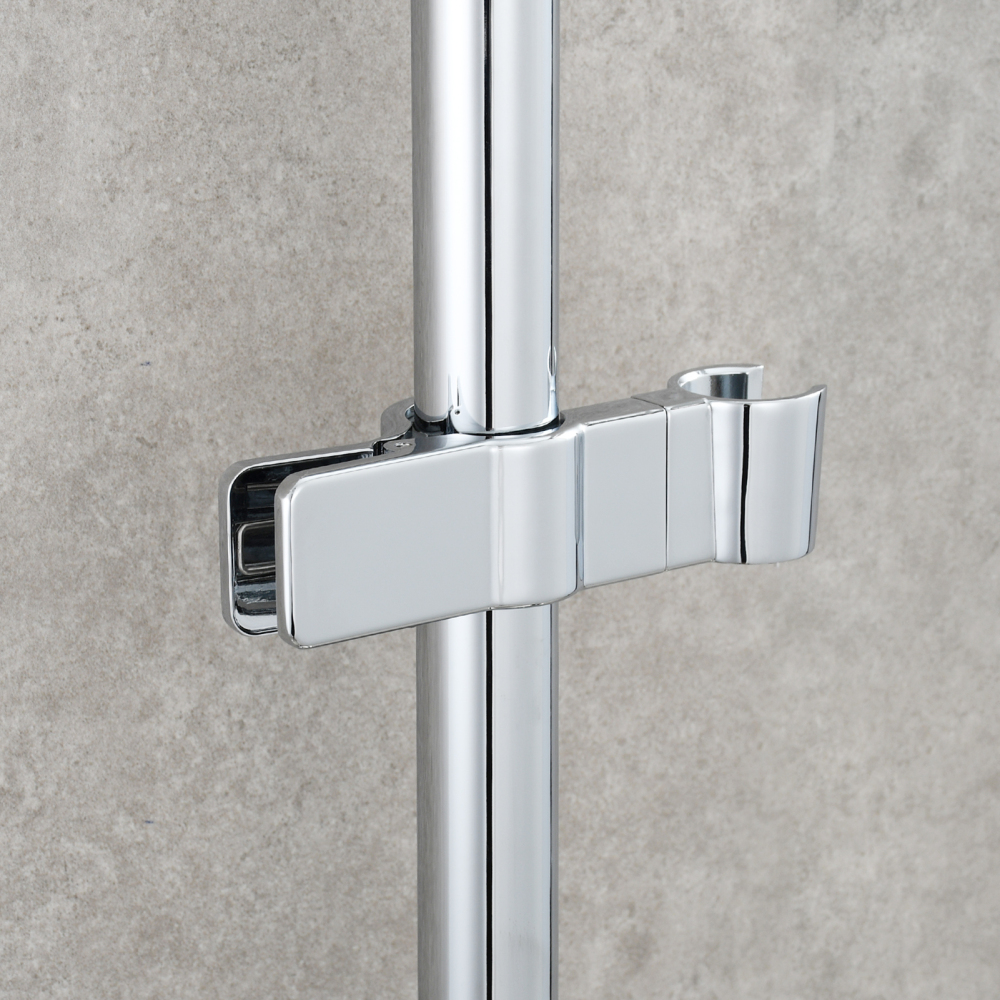 Tecmolog Zinc Alloy Shower Head Holder Height Adjustable Chrome Clamp Handheld Shower Head Bracket for Shower Slider Bar