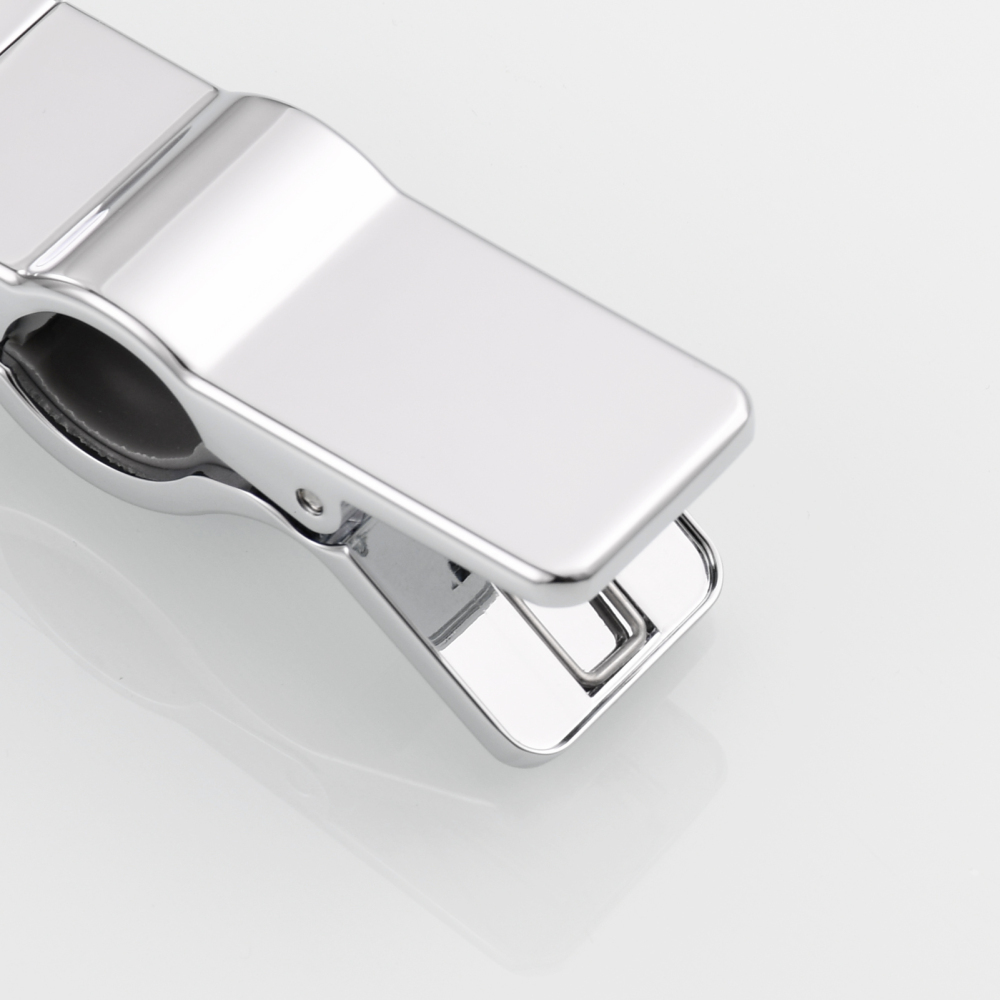 Tecmolog Zinc Alloy Shower Head Holder Height Adjustable Chrome Clamp Handheld Shower Head Bracket for Shower Slider Bar