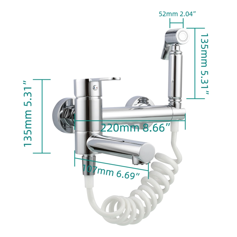 Tecmolog Brass Bathtub Faucet Set,Bathroom Wall-Mounted Bathtub  for Showering,with Handheld Shower for Showering,Chrome/Black