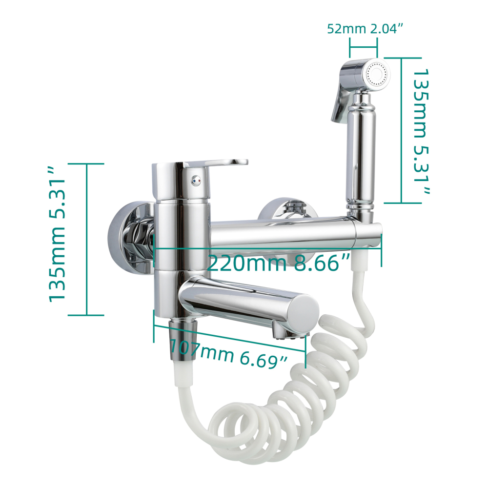 Tecmolog Brass Bathtub Faucet Set,Bathroom Wall-Mounted Bathtub  for Showering,with Handheld Shower for Showering,Chrome/Black