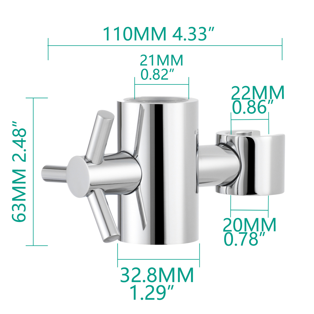 Tecmolog Brass Movable Shower Head Bracket Holder for 20mm Shower Slide Bar