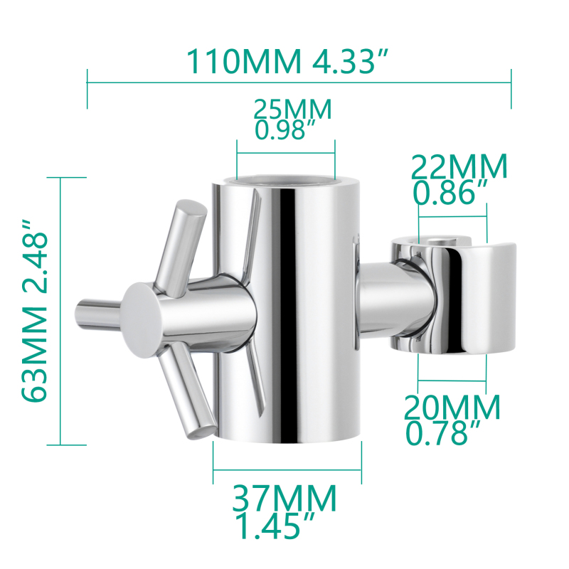 Tecmolog Brass Shower Bar Bracket Holder Shower Head Holder for 25mm Shower Slide Bar Height Angle Adjustable Shower Accessory