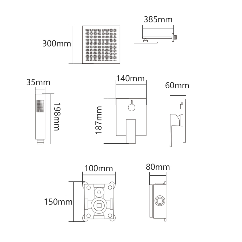 Tecmolog 304 Stainless Steel Bathroom Shower Mixer Set,Handheld Shower with 8'' 10'' 12'' Overhead Rainfall Shower Head