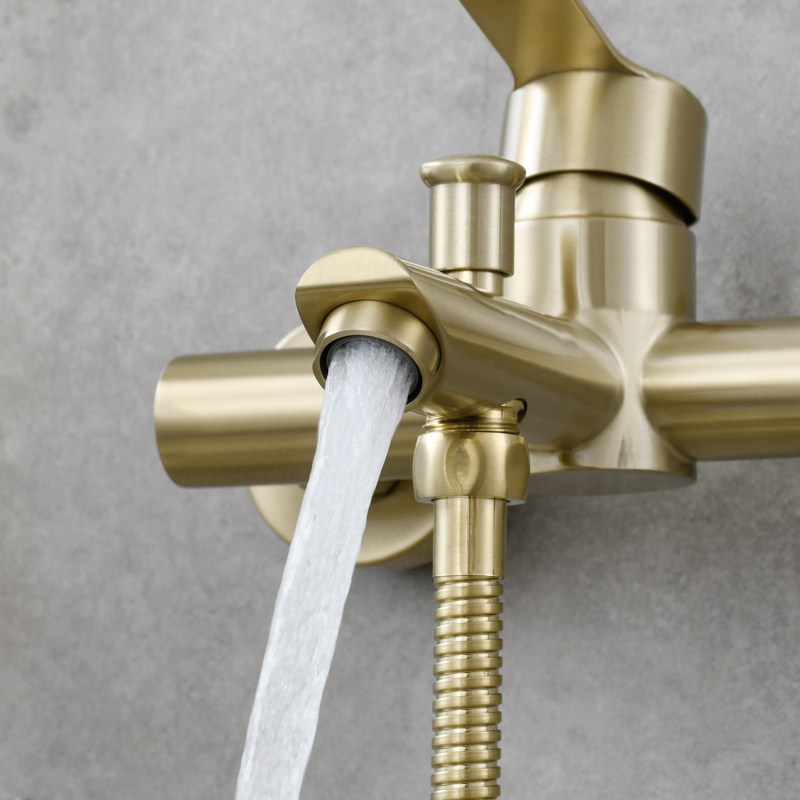 Tecmolog Stainless Steel Single Handle Bathtub Shower Mixer,Bath Tap Set,Brushed Gold