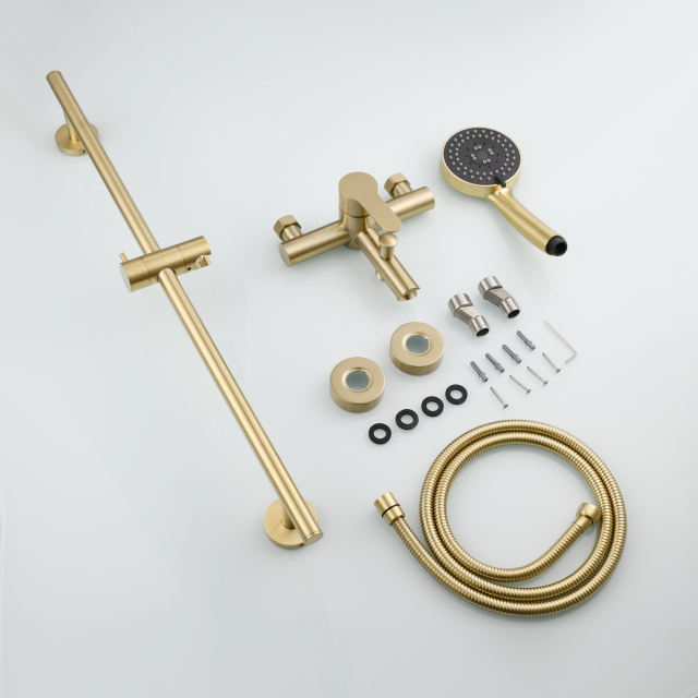 Tecmolog Stainless Steel Single Handle Bathtub Shower Mixer,Bath Tap Set,Brushed Gold