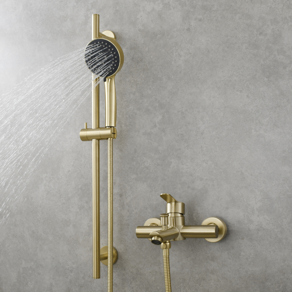 Tecmolog Stainless Steel Single Handle Bathtub Shower Mixer,Bath Tap Set,Brushed Gold