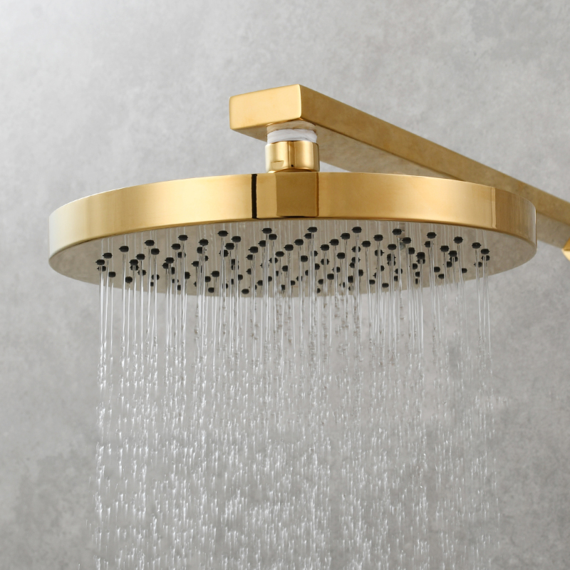 Tecmolog ABS Plastic 8 inch High Pressure Rainfall Shower Head,Adjustable Angles,Chrome,Nickel and Zirconium Gold