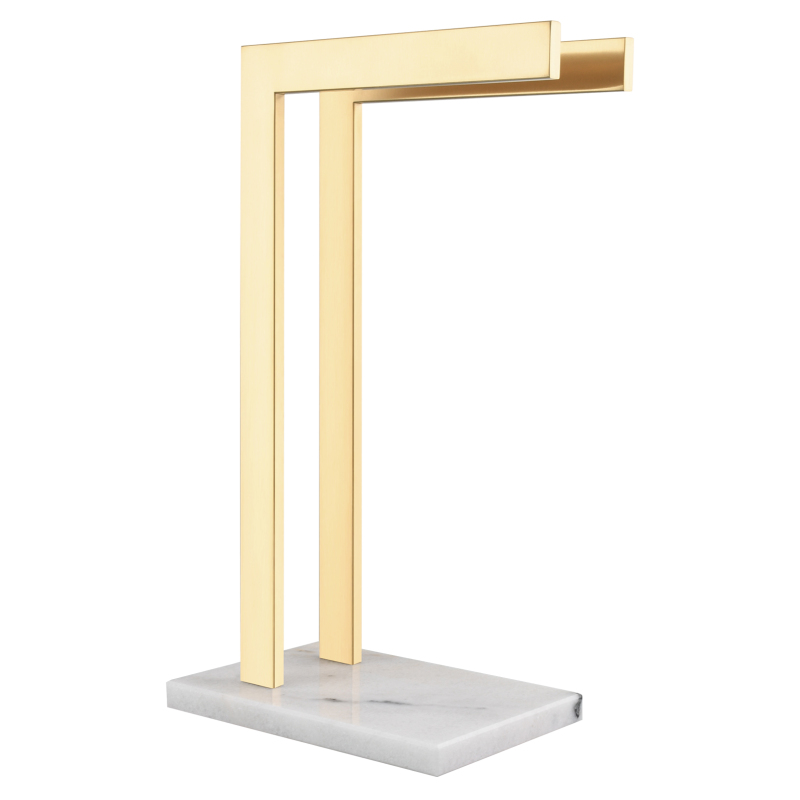 Tecmolog SUS304 Stainless Steel Towel Holder,Freestanding Bathroom Marble Basin Double Towel Rack,Brushed Gold,Black