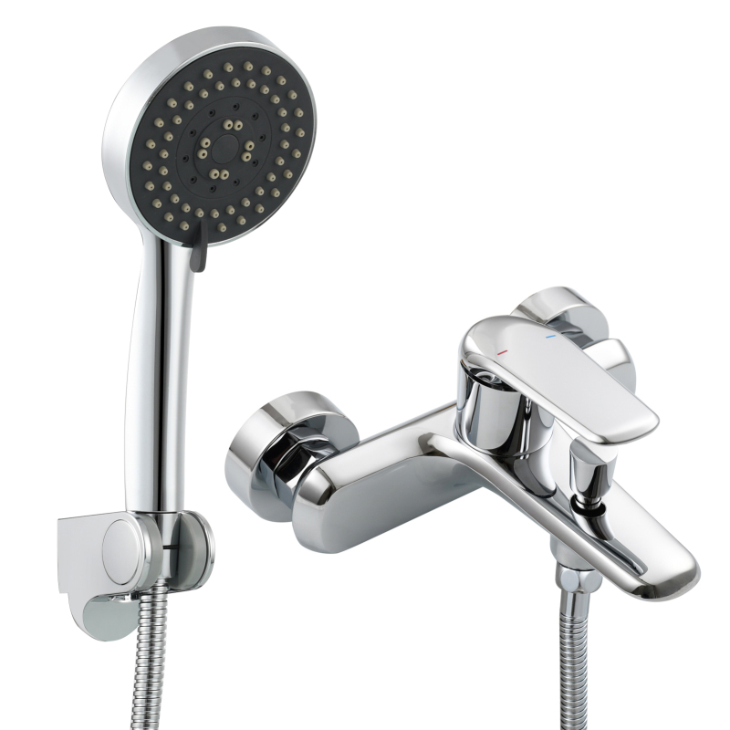 Tecmolog Brass Bathtub Shower Set Single Handle Hot and Cold Faucet Shower Mixer Chrome/Black/Gray