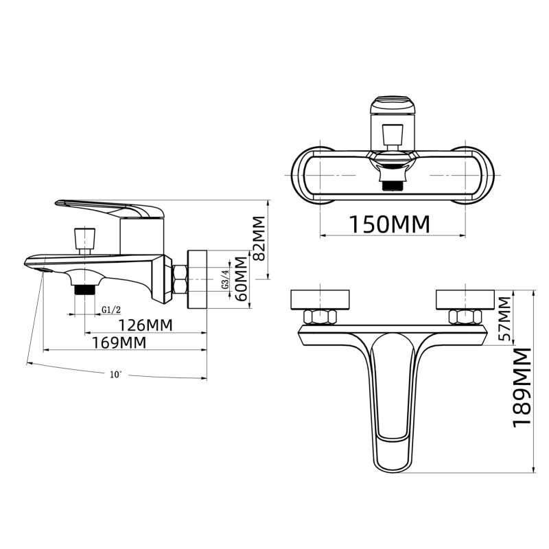 Tecmolog Brass Bathtub Shower Set Single Handle Hot and Cold Faucet Shower Mixer Chrome/Black/Gray