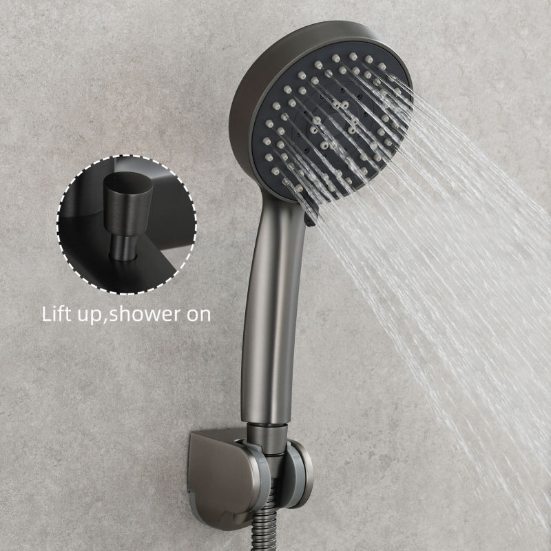 Tecmolog Brass Bathtub Shower Set Single Handle Hot and Cold Faucet Shower Mixer Chrome/Black/Gray